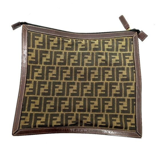 FENDI Zucca pattern Flat Bag Cluch Bag Canvas Brown - Picture 9 of 12
